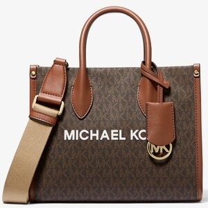 Michael Kors Mirella Small Signature Logo Crossbody Bag Brown Signature